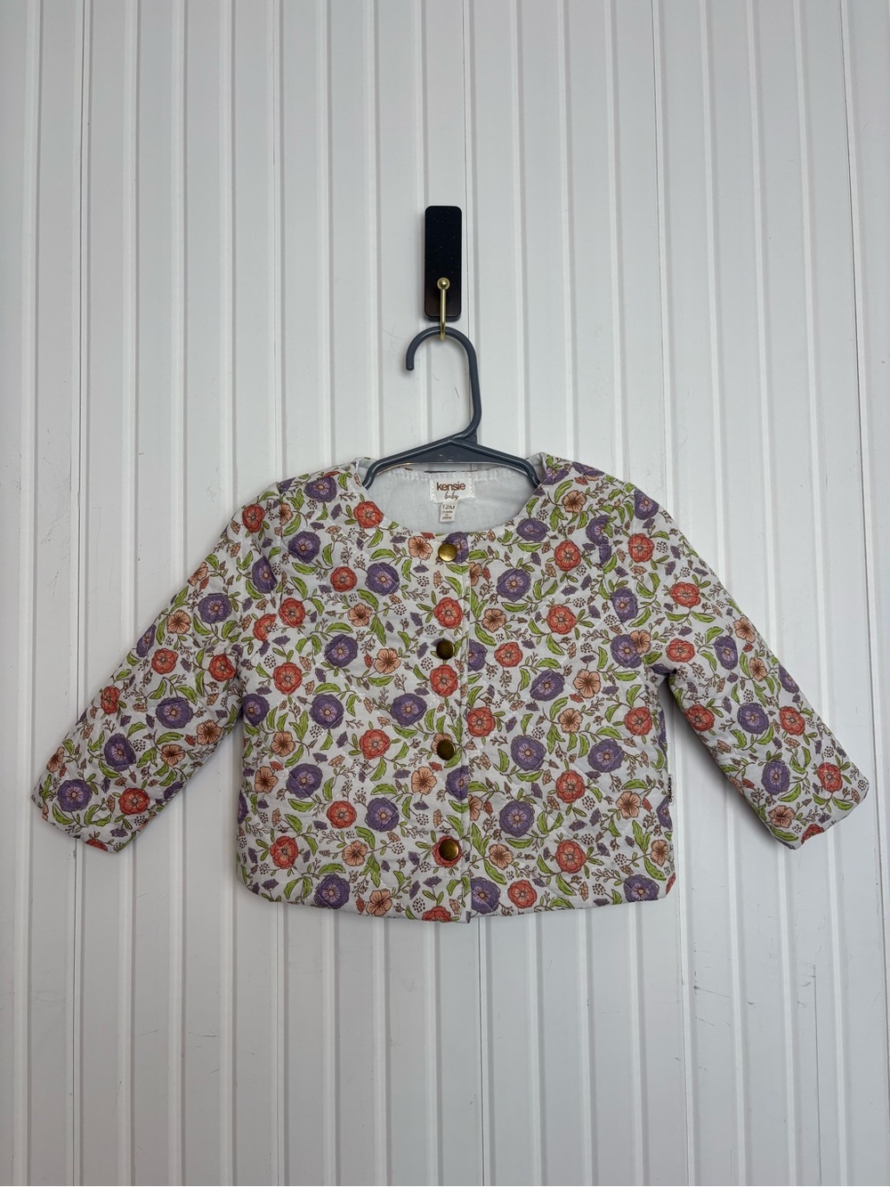 Kenzie Baby Girl Quilted Jacket 12 Month Snap Button Floral Cute Cozy Church